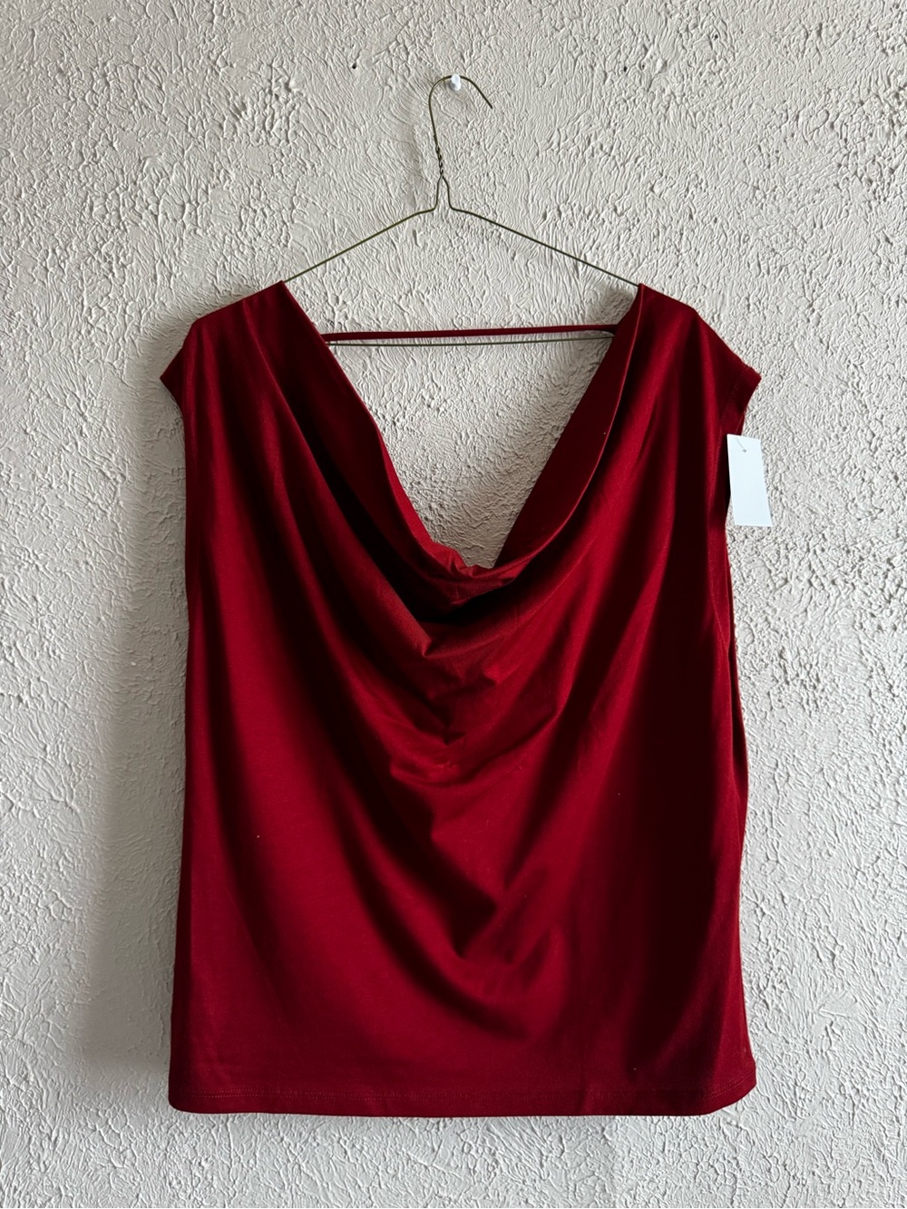 LOFT Red Drape Neck Sleeveless Top